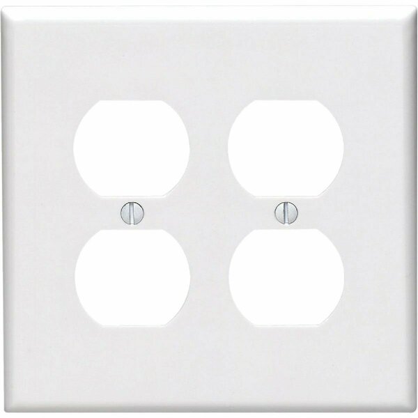Leviton Mid-Way 2-Gang Smooth Plastic Outlet Wall Plate, White 002-80516-00W